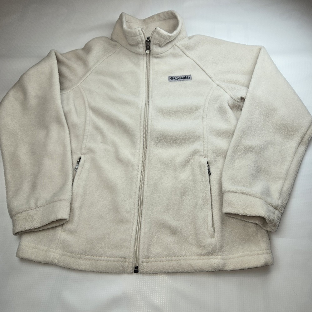 Columbia Child Cream Full-Zip Jacket M, Zipped Pockets, Long Sleeve, Solid